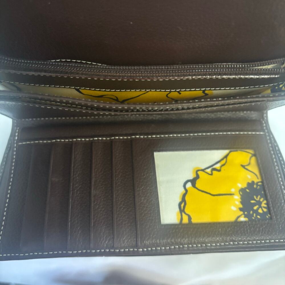 Kate Spade Brown Leather Checkbook Wallet ID Card Holder Coin Purse Folding - Picture 12 of 17